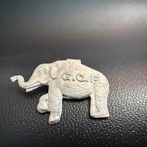 Vintage 1930's GOP Elephant Presidential Foldback Aluminum Pin Collectible